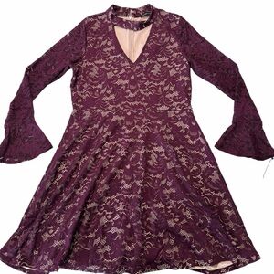 Ivanka Trump Plum Lace Long Sleeve Dress
